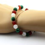 Red Agate + Moonstone + Malachite Bracelet 8 mm Beads. - Image 2