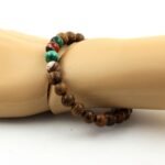 Malachite from Congo + Dream Agate + wood Bracelet 8 mm Beads. - Image 2
