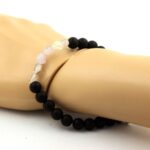 Rutile Amethyst Quartz + Matte Black Onyx Bracelet 8 mm Beads. - Image 2