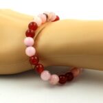 Pink Opal + Red Agate Bracelet 8 mm Beads. - Image 2