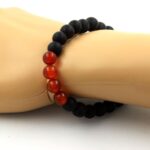 Red Agate + Matte Black Onyx Bracelet 8 mm Beads. - Image 2