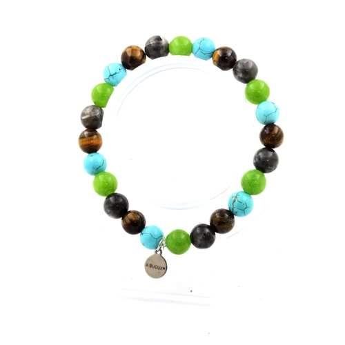 Peridot + Labradorite + Tiger's Eye + Turquoise Bracelet 8 mm Beads.