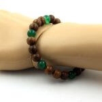 Green agate + wood Bracelet 8 mm Beads. - Image 2