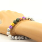 Turquoise + Blue Violet Jasper Violet Yellow Jasper + Howlite Bracelet - Image 2
