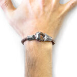 Taupe Grey Alderney Silver and Braided Leather Bracelet - Image 2