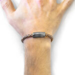 Taupe Grey Hayling Silver and Braided Leather Bracelet - Image 2
