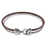 Mocha Brown Gallant Mast Silver and Round Leather Bracelet