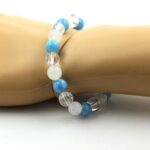 Blue Chalcedony + Quartz + Moonstone Bracelet 8 mm Beads. - Image 2