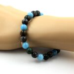 Blue Chalcedony + Labradorite + African Turquoise Bracelet 8 mm Beads. - Image 2