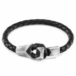 Midnight Black Alderney Silver and Braided Leather Bracelet