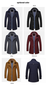 Winter Scarf Detachable Scarf Jackets Men's Wool Coats - Image 2