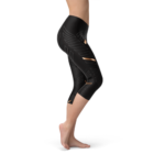 Womens Sports Stripes Black Capri Leggings - Image 2