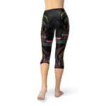 Womens Sugar Skull Capri Leggings - Image 4