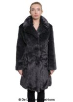 De La Creme - Womens Faux Fur Large Lapel Mid Length Coat - Image 9