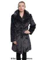 De La Creme - Womens Faux Fur Large Lapel Mid Length Coat - Image 10
