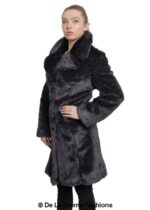 De La Creme - Womens Faux Fur Large Lapel Mid Length Coat - Image 11