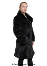 De La Creme - Womens Faux Fur Large Lapel Mid Length Coat - Image 3