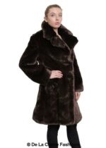 De La Creme - Womens Faux Fur Large Lapel Mid Length Coat - Image 6