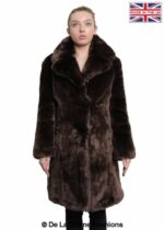 De La Creme - Womens Faux Fur Large Lapel Mid Length Coat - Image 5