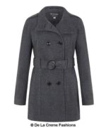 De La Creme - Womens Military Style Wool Belted Coat - Image 12