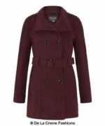 De La Creme - Womens Military Style Wool Belted Coat - Image 16