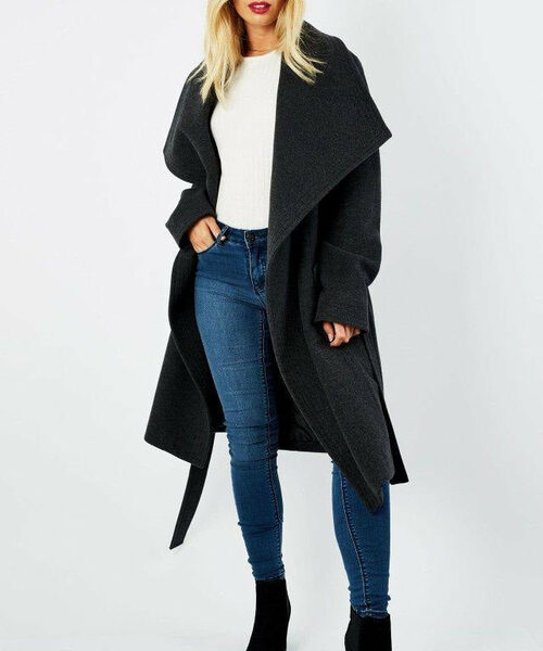 Wool Blend Large Lapel Duster Coat