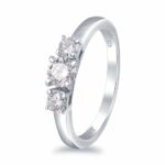 White Moissanite 3-Stone Ring Sterling Silver