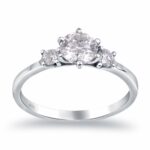White Moissanite 3-Stone Ring Sterling Silver - Image 4