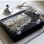 Hillsborough - North Carolina Map Hip Flask in Matte Black - Image 3