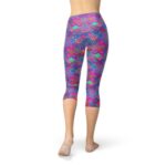Womens Purple Pink Mermaid Capri Leggings - Image 4
