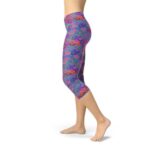 Womens Purple Pink Mermaid Capri Leggings - Image 5