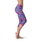 Womens Purple Pink Mermaid Capri Leggings - Image 2