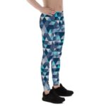 Mens Leggings - Blue Geometric Triangles Leggings - Image 2