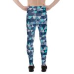 Mens Leggings - Blue Geometric Triangles Leggings - Image 3