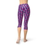 Houndstooth Pink Purple Capri Leggings - Image 5