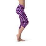 Houndstooth Pink Purple Capri Leggings - Image 2