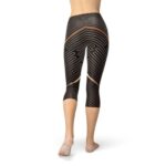 Womens Striped Lines Sports Brown Capri Leggings - Image 3