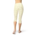 Womens White Capri Leggings w/ Geometric Cubes - Image 5