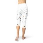 Womens White Stripes Capri Leggings - Image 2