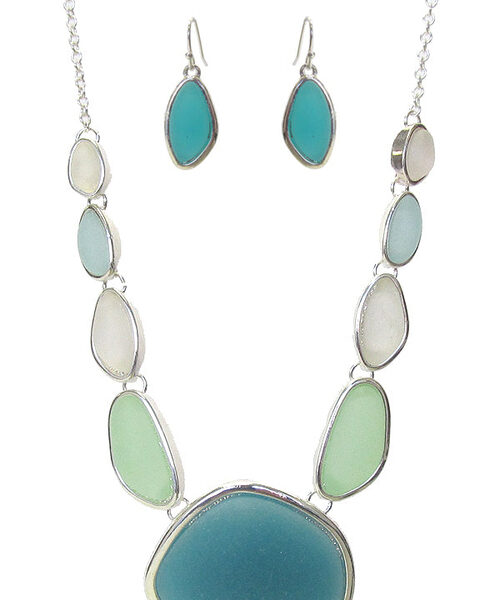 SEAGLASS LINK NECKLACE SET