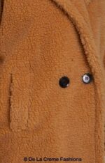 Jackie Double Breasted Borg Teddy Midi Coat - Image 11