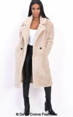 Jackie Double Breasted Borg Teddy Midi Coat - Image 18