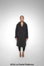 Jackie Double Breasted Borg Teddy Midi Coat - Image 3