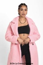Jackie Double Breasted Borg Teddy Midi Coat - Image 34