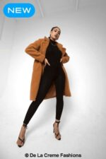 Jackie Double Breasted Borg Teddy Midi Coat - Image 6