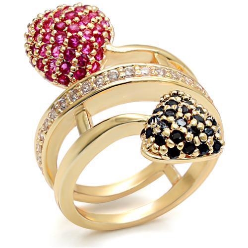 LO1490 Imitation Gold Brass Ring with Synthetic in