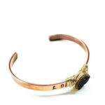 LOVE Stamped Gold Wire Wrapped Purple Druzy Copper Cuff - Image 2