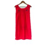 Red Vintage Dress with Hand embroidered Flowers - Image 6