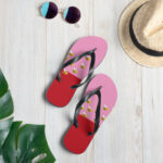 Pink and Red Bee Flip-Flops Adult and Child Flip Flop